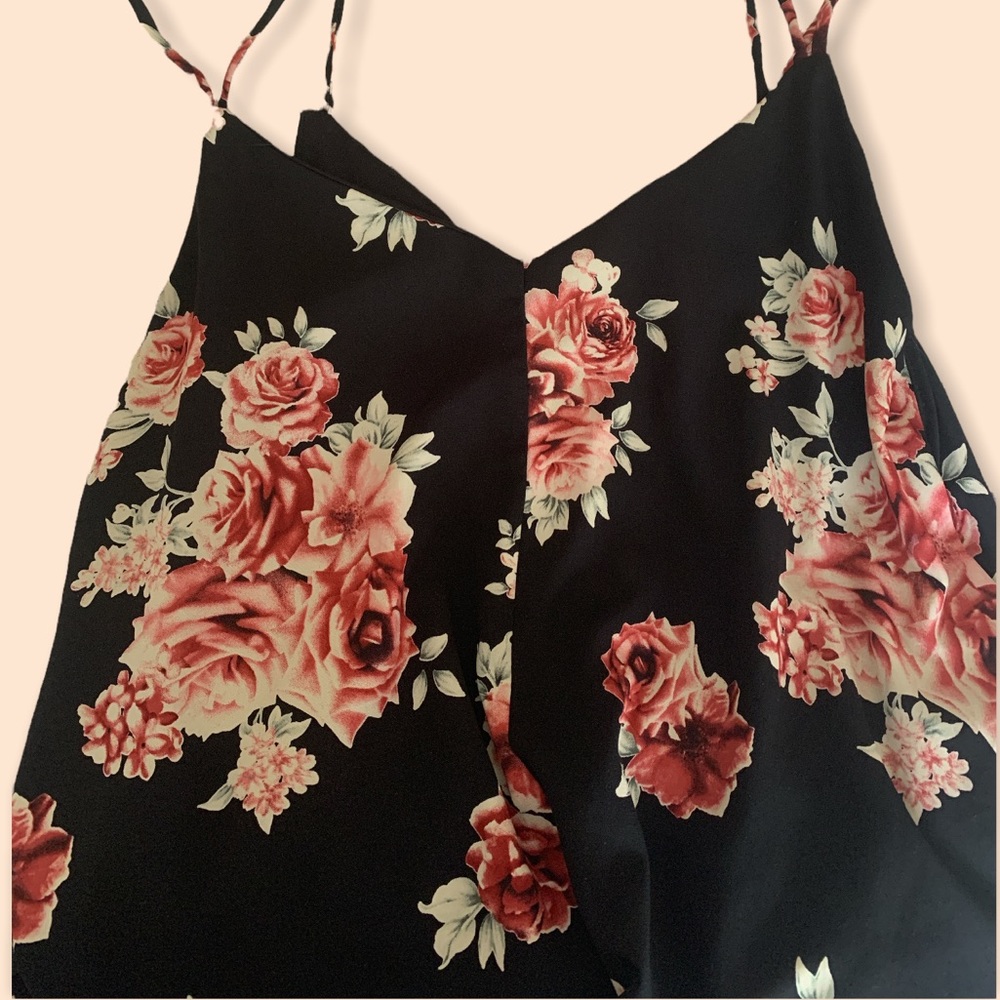 Peach Love California Long Romper Jumper Lounge Pants Floral Roses Comfy Large - Picture 2 of 9